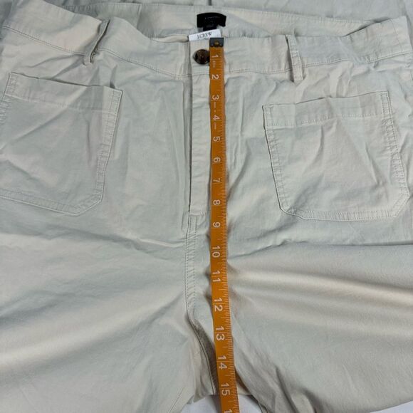 J Crew High Rise Patch Pocket Wide Leg Natural Pant Size 35 Linen Blend Stretch - Picture 7 of 11